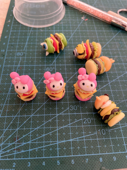 Hamburger miniature en argile pour maison de poupée, accessoire alimentaire à l'échelle 1:12