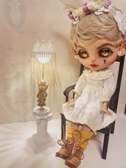 1:6 Scale Vintage Angel Floor Lamp With Remote Miniature Dollhouse Lighting For Blythe Dolls