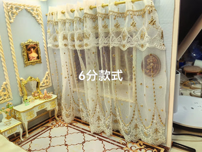 Rideau de maison de poupée miniature à l'échelle 1:6 et 1:12, style palais, accessoires pour maison de poupée BJD