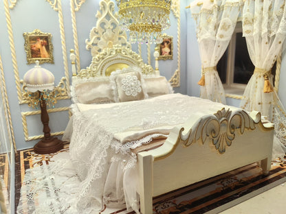 Lit miniature à l'échelle 1:6 pour maison de poupée BJD, meubles et accessoires de scène miniatures