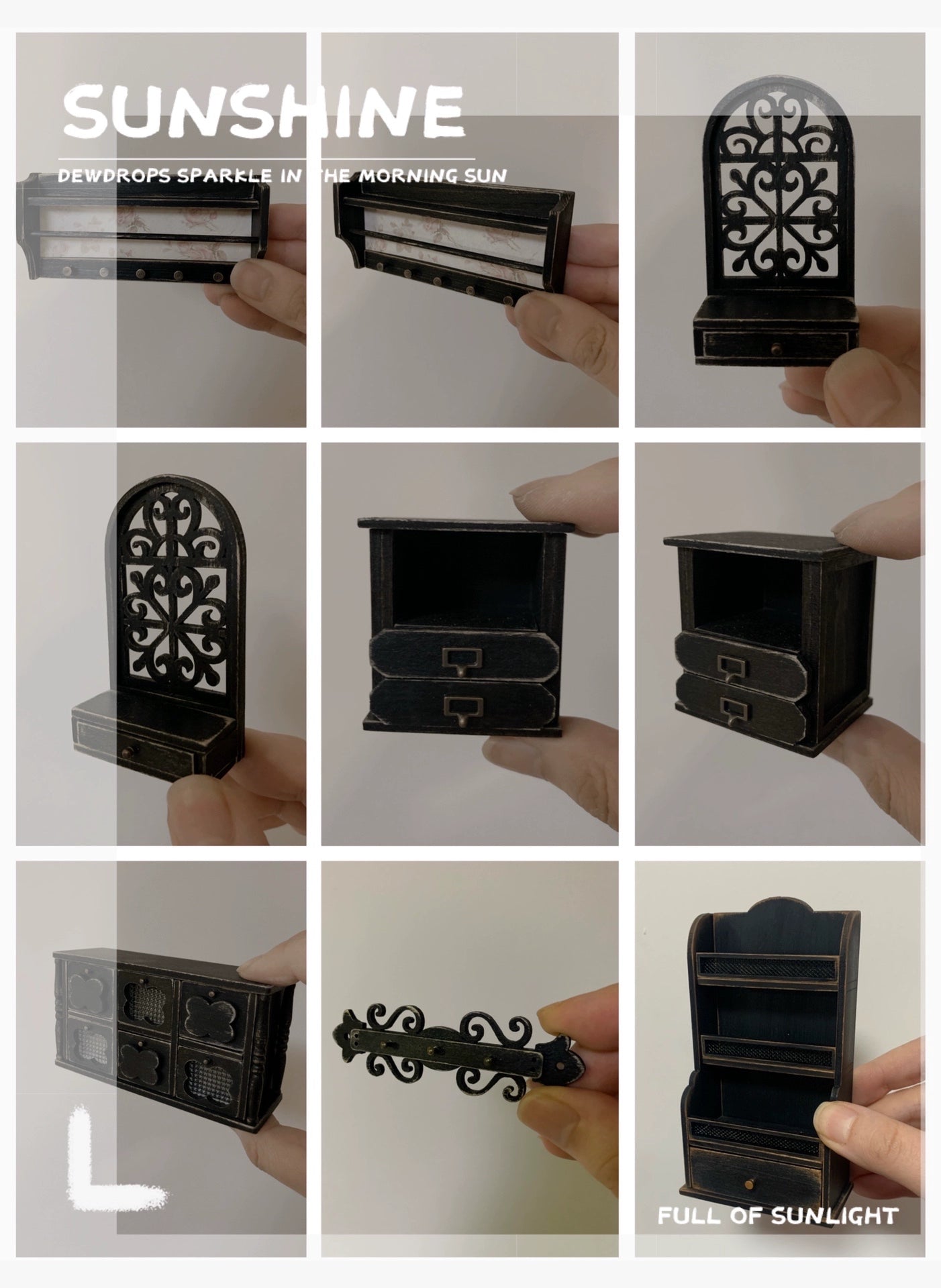 1:6 Scale Vintage Wooden Cabinet Wall Shelf Miniature Dollhouse Furniture For Blythe Doll