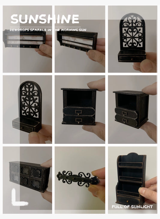 1:6 Scale Vintage Wooden Cabinet Wall Shelf Miniature Dollhouse Furniture For Blythe Doll