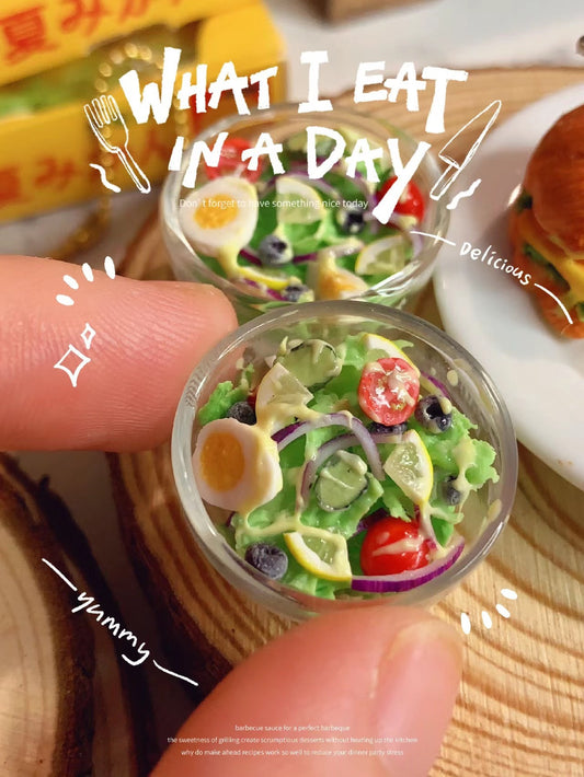 1:12 Scale Miniature Salad Breakfast Food Set For Dollhouse Kitchen