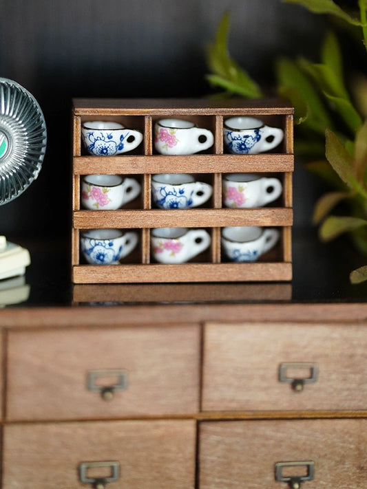 Boîte aveugle miniature pour maison de poupée à l'échelle 1:12, accessoires OB11, affichage miniature, simulation de nourriture, jeu, tasse en céramique dorée peinte à la main