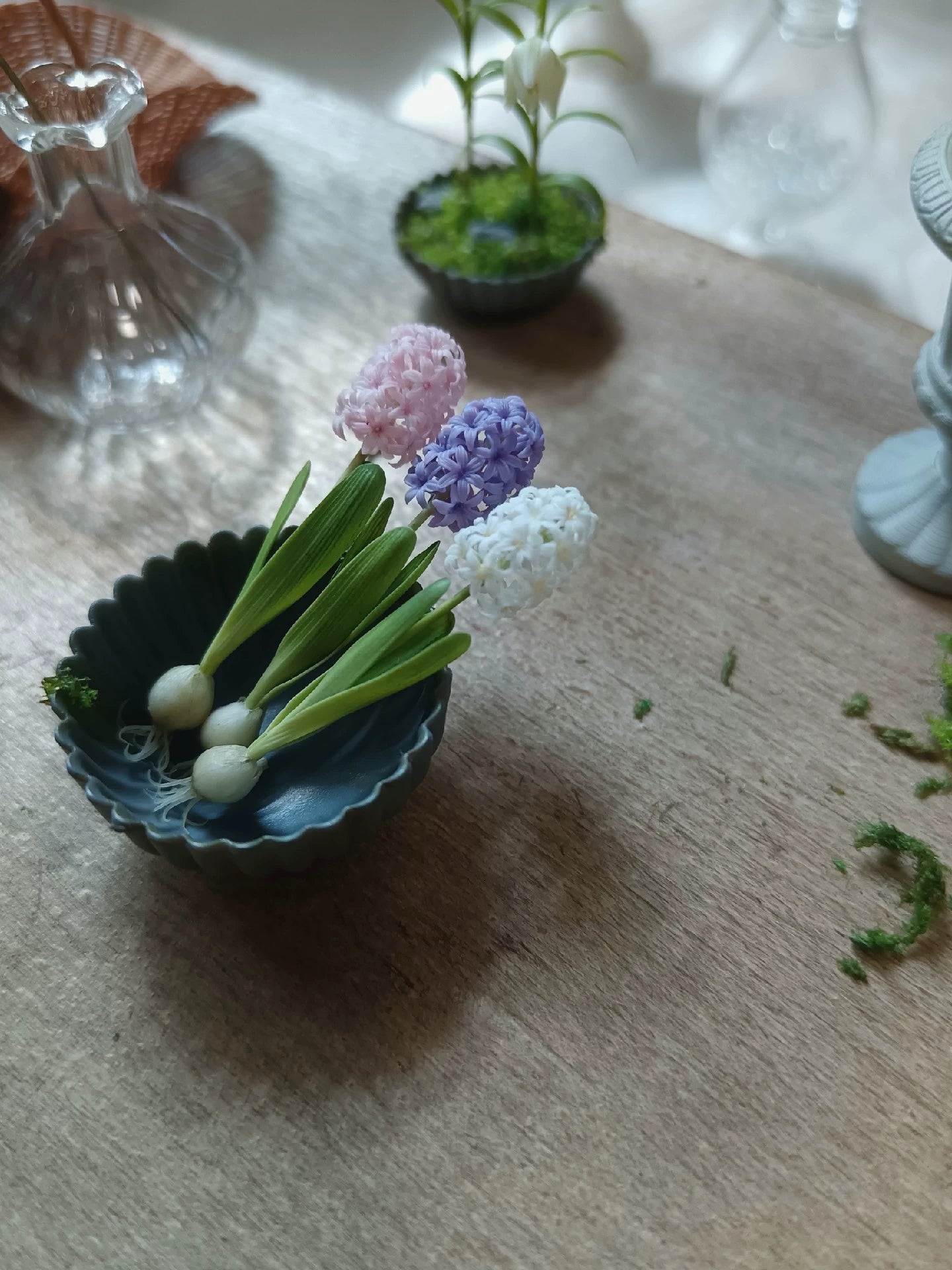 1:6 Scale Miniature Clay Hyacinth Flowers BJD Blythe Dollhouse Decoration Accessories