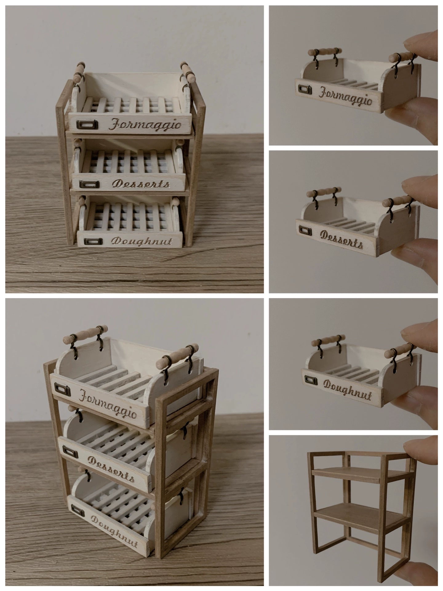 1:6 Scale Miniature Bread Basket Dessert Tray Vintage Dollhouse Furniture Handmade Miniature Accessories