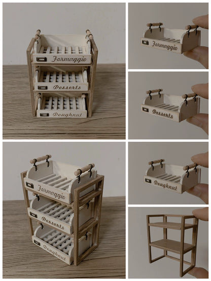 1:6 Scale Miniature Bread Basket Dessert Tray Vintage Dollhouse Furniture Handmade Miniature Accessories
