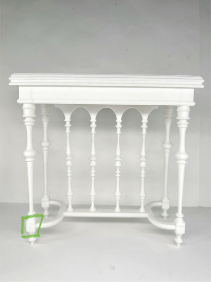 Mesa de estilo vintage a escala 1:6, muebles para casa de muñecas en miniatura, color blanco y negro, sin pintar
