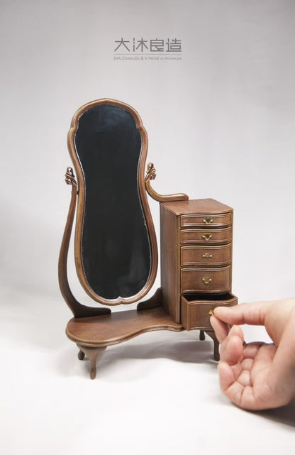 Mueble para casa de muñecas en miniatura con espejo vintage a escala 1:6
