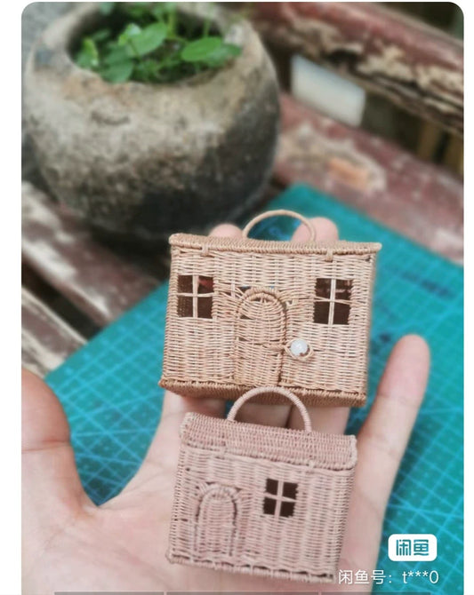 1:6 Scale Miniature Wicker Basket Dollhouse Accessory For Blythe Ob11 Dolls