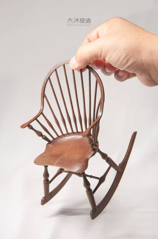 Mecedora Windsor a escala 1:6, muebles para casa de muñecas en miniatura