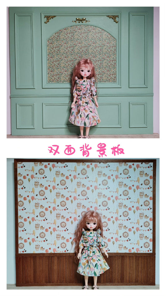 1:6 Scale BJD Doll Photography Backdrop Double Sided 50cm X 45cm Miniature Dollhouse Accessory