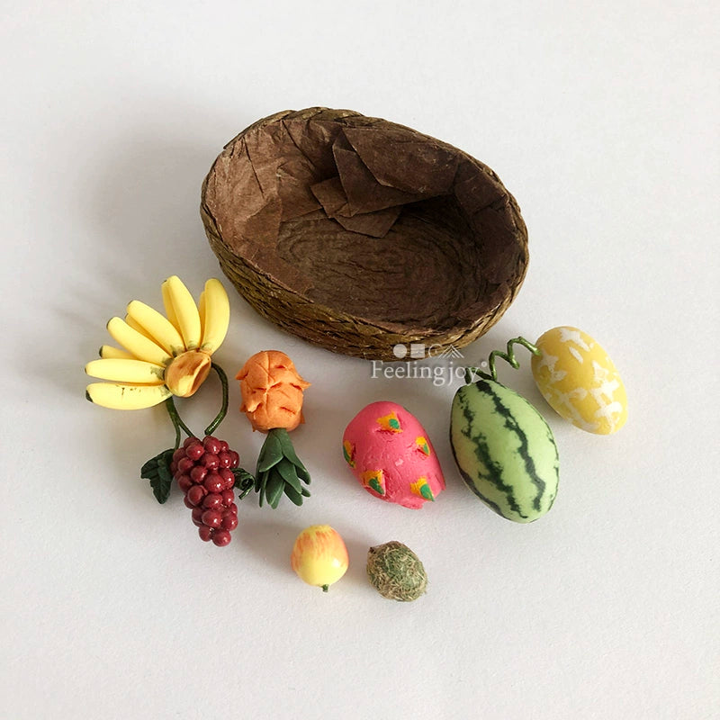 Maison de poupée miniature à l'échelle 1:12, ensemble de jeu de nourriture miniature à faire soi-même à l'échelle 1:24, fruits et légumes en argile, accessoires de simulation
