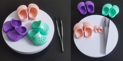 Sandalias Crocs en miniatura a escala 1:12 para casa de muñecas OB11 OB24 Molly Blythe. Accesorios.