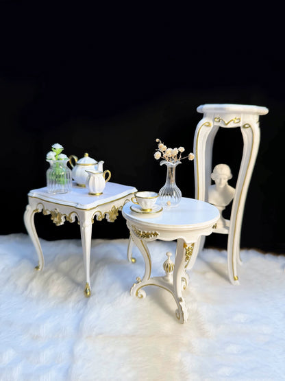 Mesa auxiliar de madera a escala 1:6, muebles en miniatura para casa de muñecas y sala de estar.