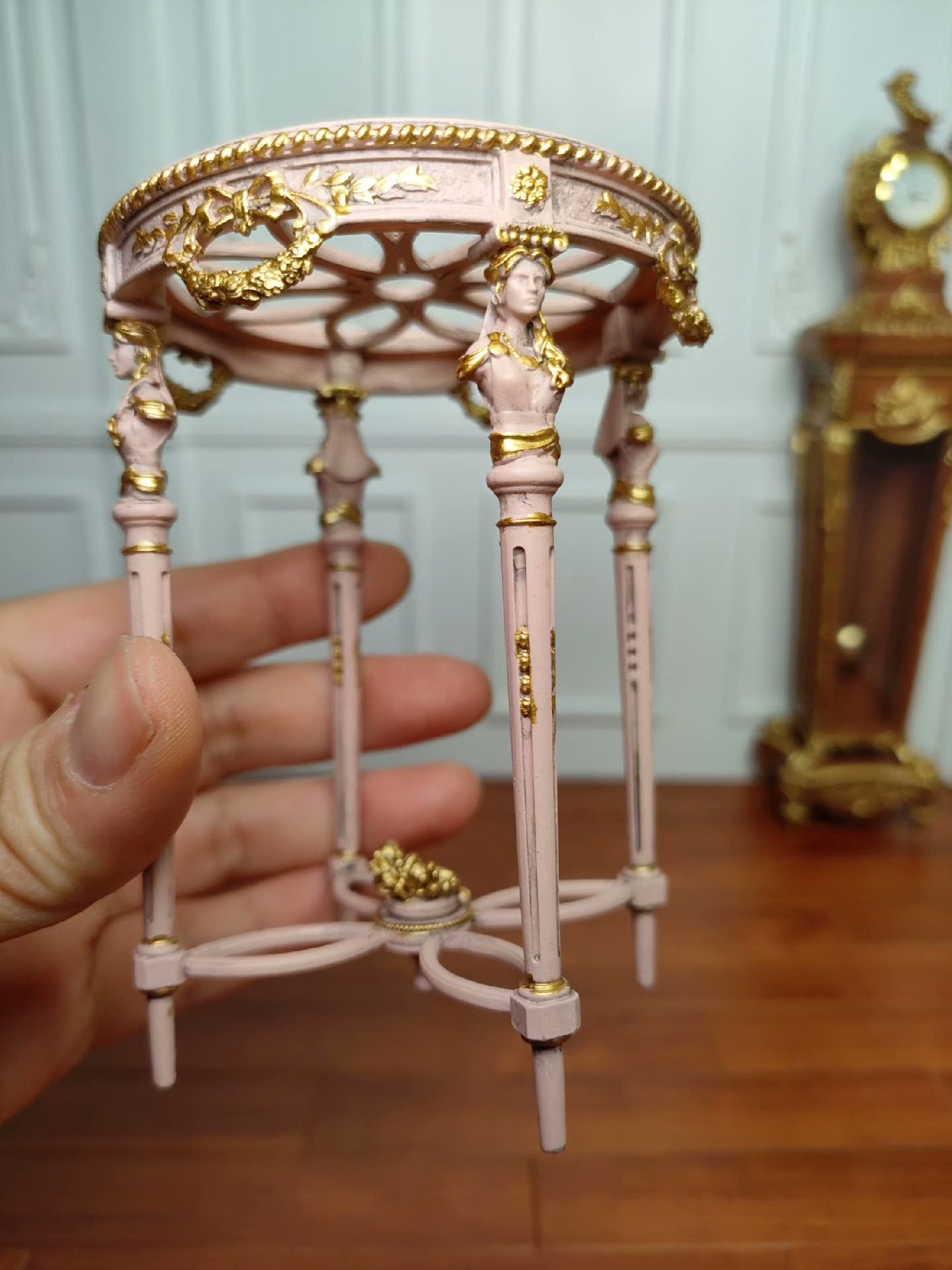 1:6 Scale BJD Miniature August Side Table Hand Painted Dollhouse Furniture