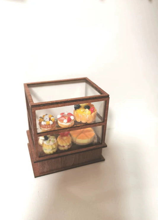 Vitrine à desserts miniature à l'échelle 1:12, meuble de maison de poupée pour cuisine ou boulangerie