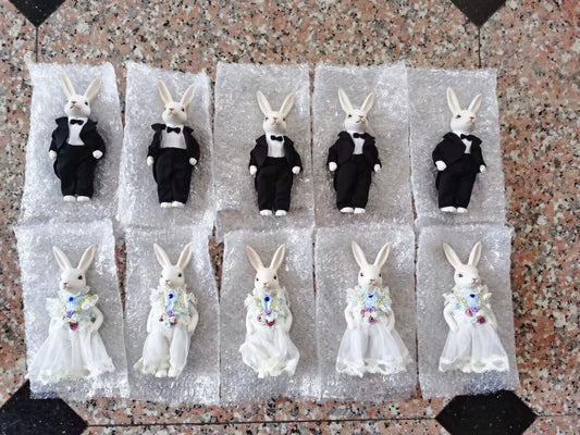1:6 Scale Vintage Porcelain Jointed Rabbit Doll With Removable Outfits