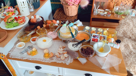 1:12 Scale Miniature Kitchen Baking Scene Accessories Handmade Dollhouse Food Play Set