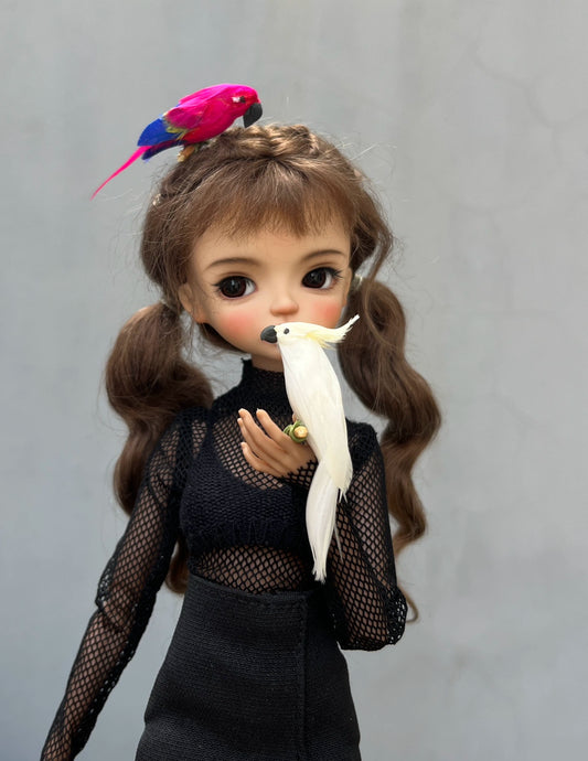 Ensemble de meubles miniatures pour maison de poupée à l'échelle 1:6, avec accessoires pour poupée Blythe et modèle réaliste de perroquet