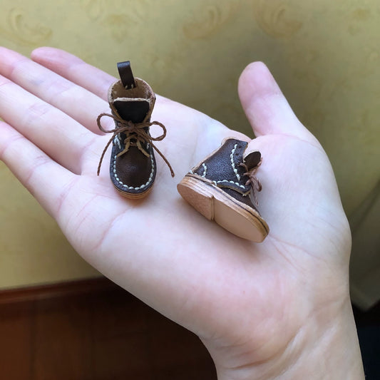 1:6 Scale Brown Boots For BJD Dolls Miniature Shoes