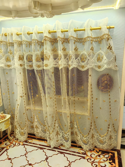 Rideau de maison de poupée miniature à l'échelle 1:6 et 1:12, style palais, accessoires pour maison de poupée BJD