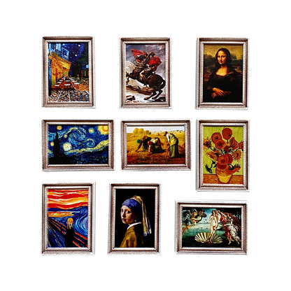 1:12 Scale Miniature Dollhouse Picture Frame Wall Art European Style DIY Miniature Painting Photo Gallery
