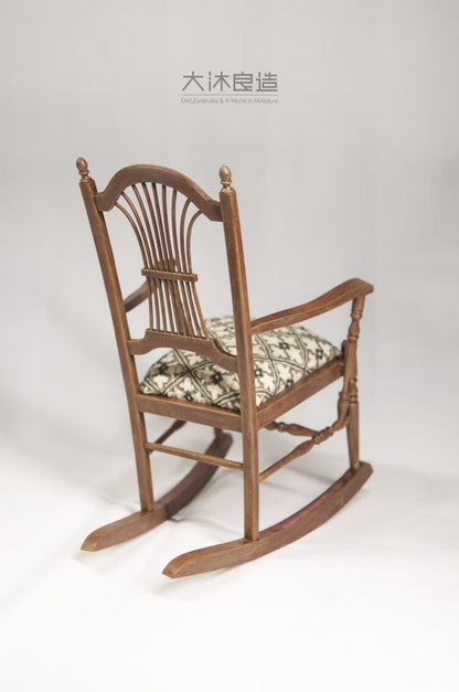 Mecedora de arpa vintage a escala 1:6, muebles para casa de muñecas en miniatura