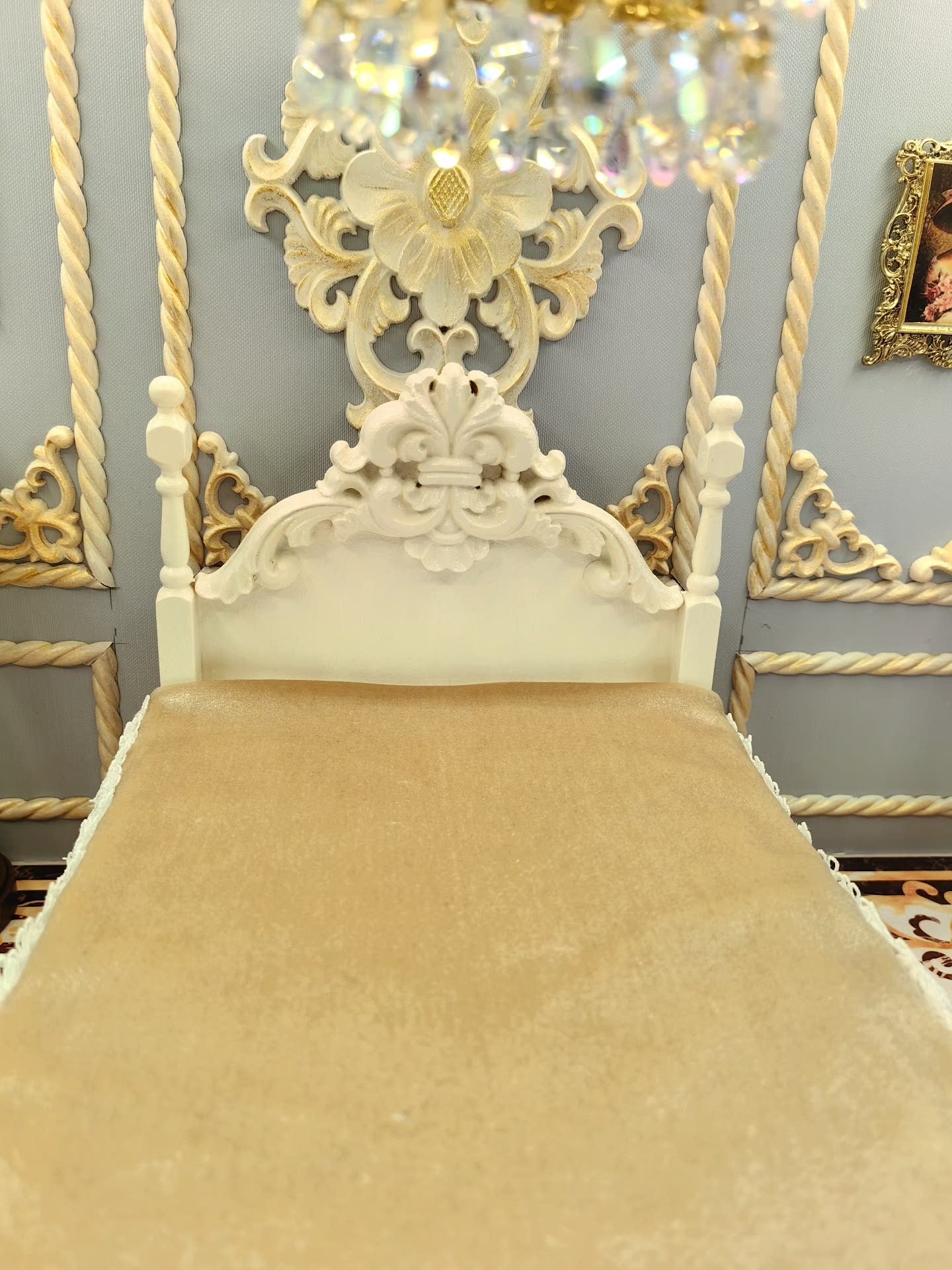 Cama en miniatura a escala 1:12 para casas de muñecas BJD, muebles para dioramas