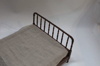 1:6 Scale Walnut Wood Miniature Windsor Bed Dollhouse Furniture