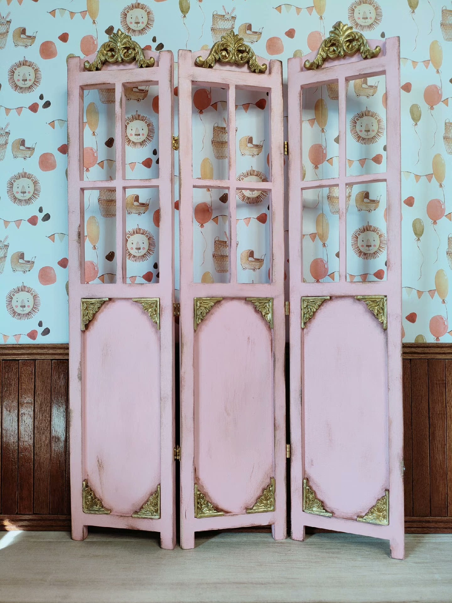 1:6 Scale BJD Doll Handmade Miniature Screen Pink Dollhouse Accessory
