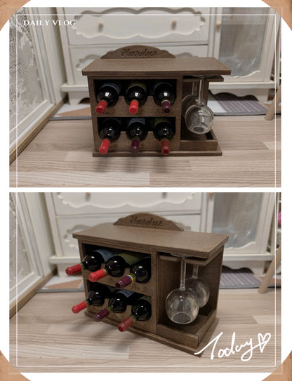 1:12 Scale Miniature Wine Rack Dollhouse Furniture For Living Room