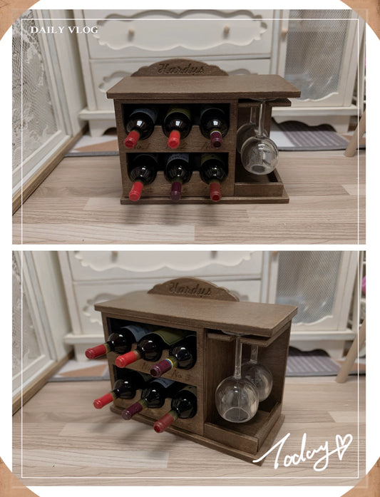 1:12 Scale Miniature Wine Rack Dollhouse Furniture For Living Room