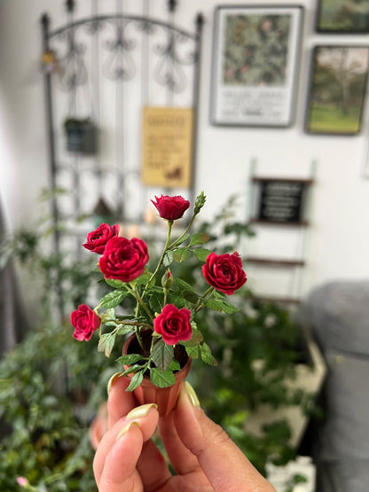 1:6 Scale Miniature Autumn Rose Potted Plant For Blythe Dollhouse Decor