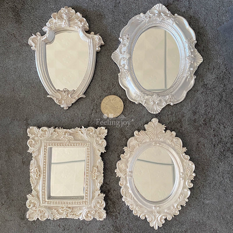 Accesorios para casa de muñecas en miniatura a escala 1:6, accesorios Blythe, espejo de tocador de estilo europeo, marco decorativo para fotos.
