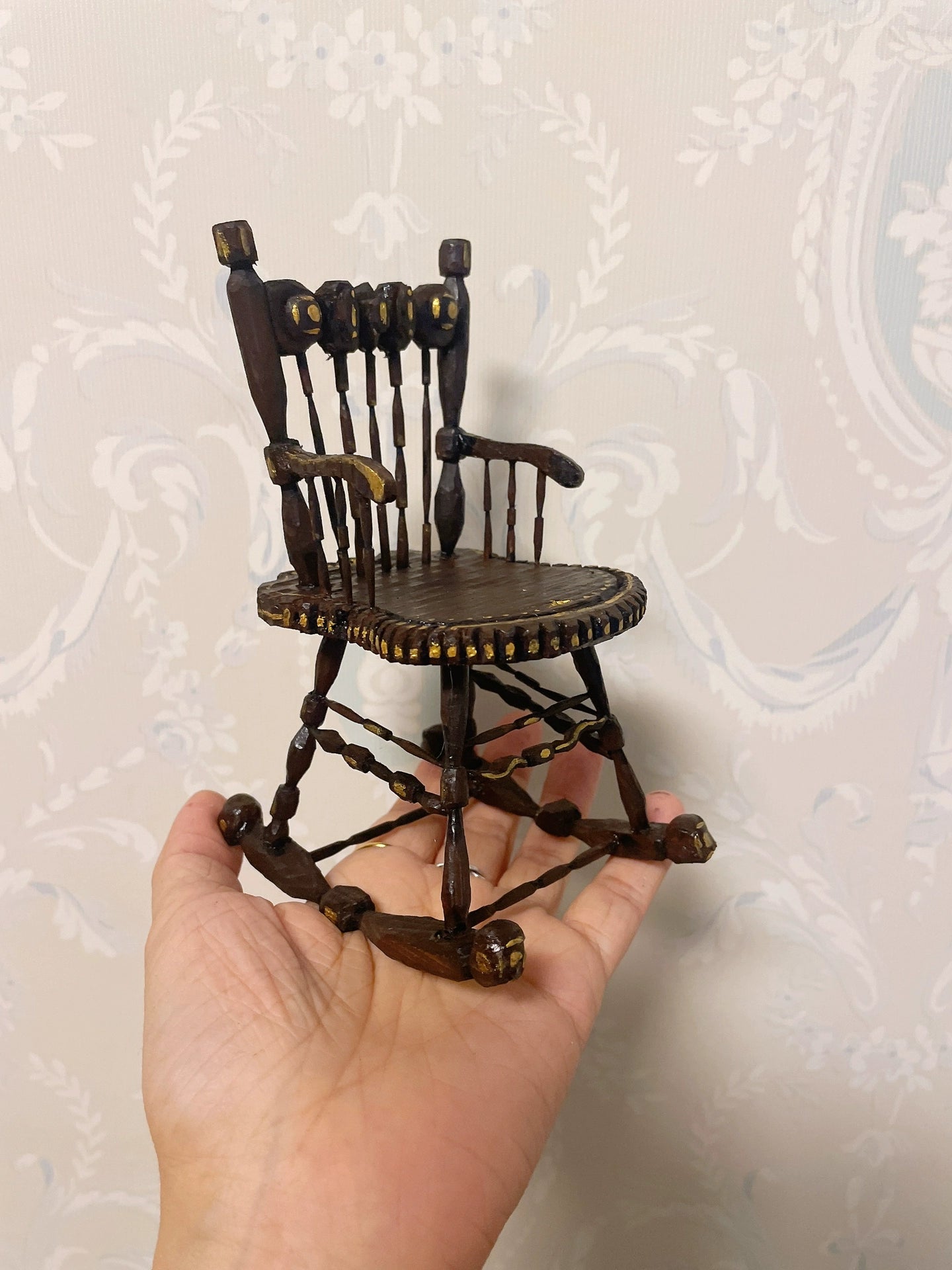 1:6 Scale Vintage Rocking Chair Miniature Dollhouse Furniture For Blythe Doll Accessories