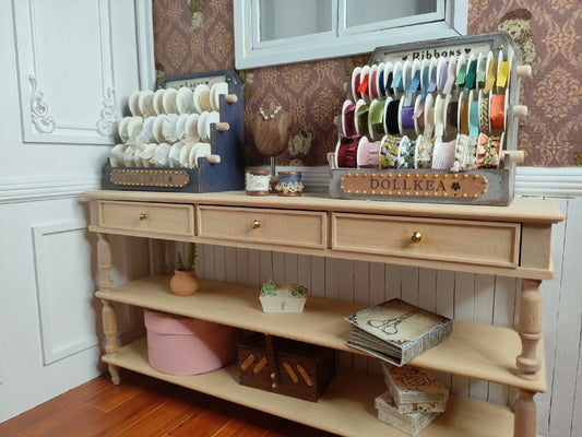 Expositor de cintas de encaje en miniatura a escala 1:12, accesorio para muebles de casa de muñecas