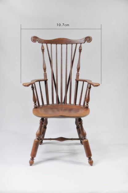 Silla Windsor de respaldo recto a escala 1:6, muebles para casa de muñecas en miniatura