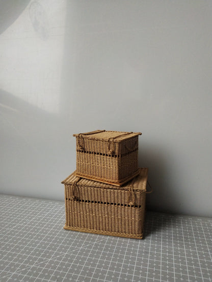 1:12 Scale Miniature Wicker Basket Blythe OB11 Dollhouse Accessory Small Long Size Photography Prop