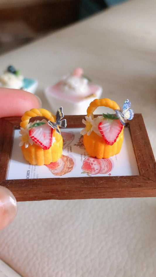 Gâteau en argile miniature à l'échelle 1:12 pour maison de poupée, scène de boulangerie, jeu de nourriture miniature