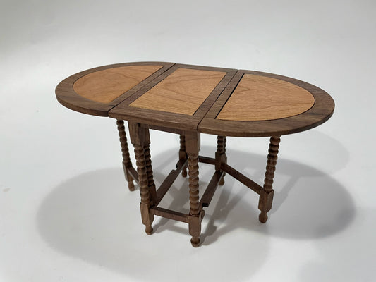 1:6 Scale Walnut Cherry Wood Folding Table Miniature Dollhouse Furniture