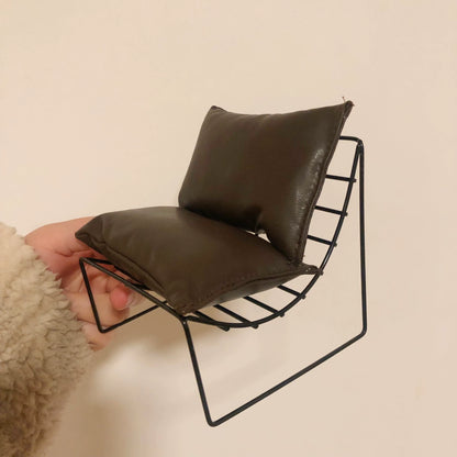 1:6 Scale Leather Sofa Nordic Style Lounge Chair BJD Dollhouse Miniature Furniture