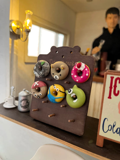 Casa de muñecas Blythe a escala 1:6, miniatura, accesorios BJD, letrero de panadería, exhibición de donas, accesorios para casa de muñecas en miniatura