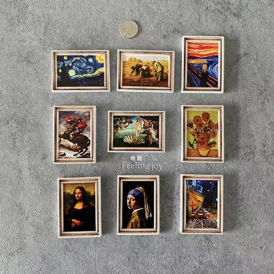 1:12 Scale Miniature Dollhouse Picture Frame Wall Art European Style DIY Miniature Painting Photo Gallery