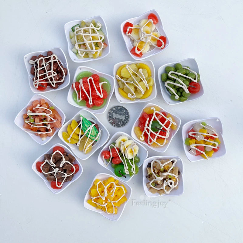 Accesorios para casa de muñecas BJD a escala 1:6, Blythe, té de la tarde, ensalada en miniatura, accesorios para escena, modelo de juego de comida en miniatura, candelabro, silla