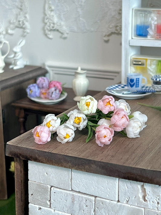 1:6 Scale Miniature Double Petal Tulips For Blythe Dollhouse Decor