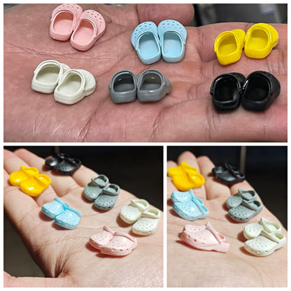 Sandalias Crocs en miniatura a escala 1:12 para casa de muñecas OB11 OB24 Molly Blythe. Accesorios.