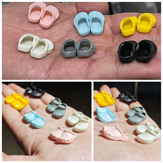 Sandalias Crocs en miniatura a escala 1:12 para casa de muñecas OB11 OB24 Molly Blythe. Accesorios.