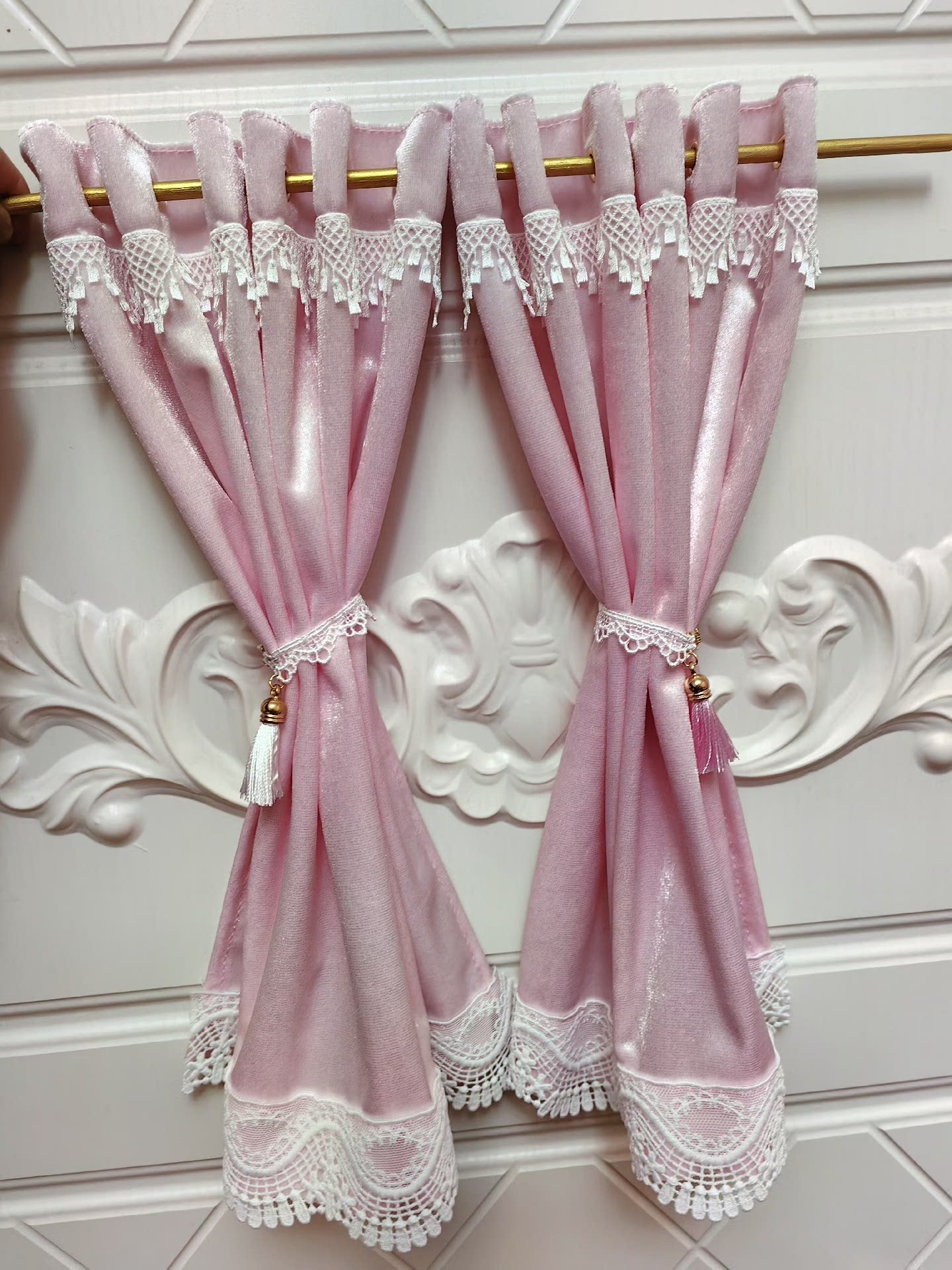 Rideaux miniatures pour maison de poupées BJD, échelle 1:6 et 1:12
