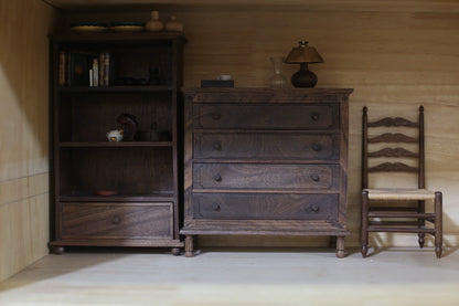 1:6 Scale Walnut Wooden Cabinet Miniature Dollhouse Furniture